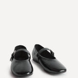 Nadira Black Faux Leather Mary Jane Style Flats