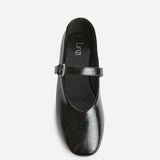 Nadira Black Faux Leather Mary Jane Style Flats