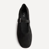 Nadira Black Faux Suede Mary Jane Style Flats