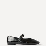 Nadira Black Faux Leather Mary Jane Style Flats