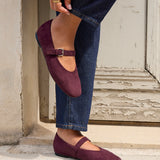 Nadira Burgundy Mary Jane Style Flats