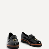Nancy Black Patent Faux Leather Loafers