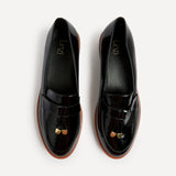 Nancy Black Patent Faux Leather Loafers