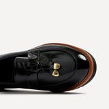 Nancy Black Patent Faux Leather Loafers