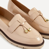 Nancy Mocha Patent Faux Leather Loafers