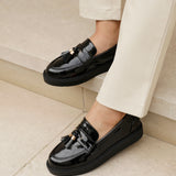 Naomi Wide Fit Black Patent Loafers