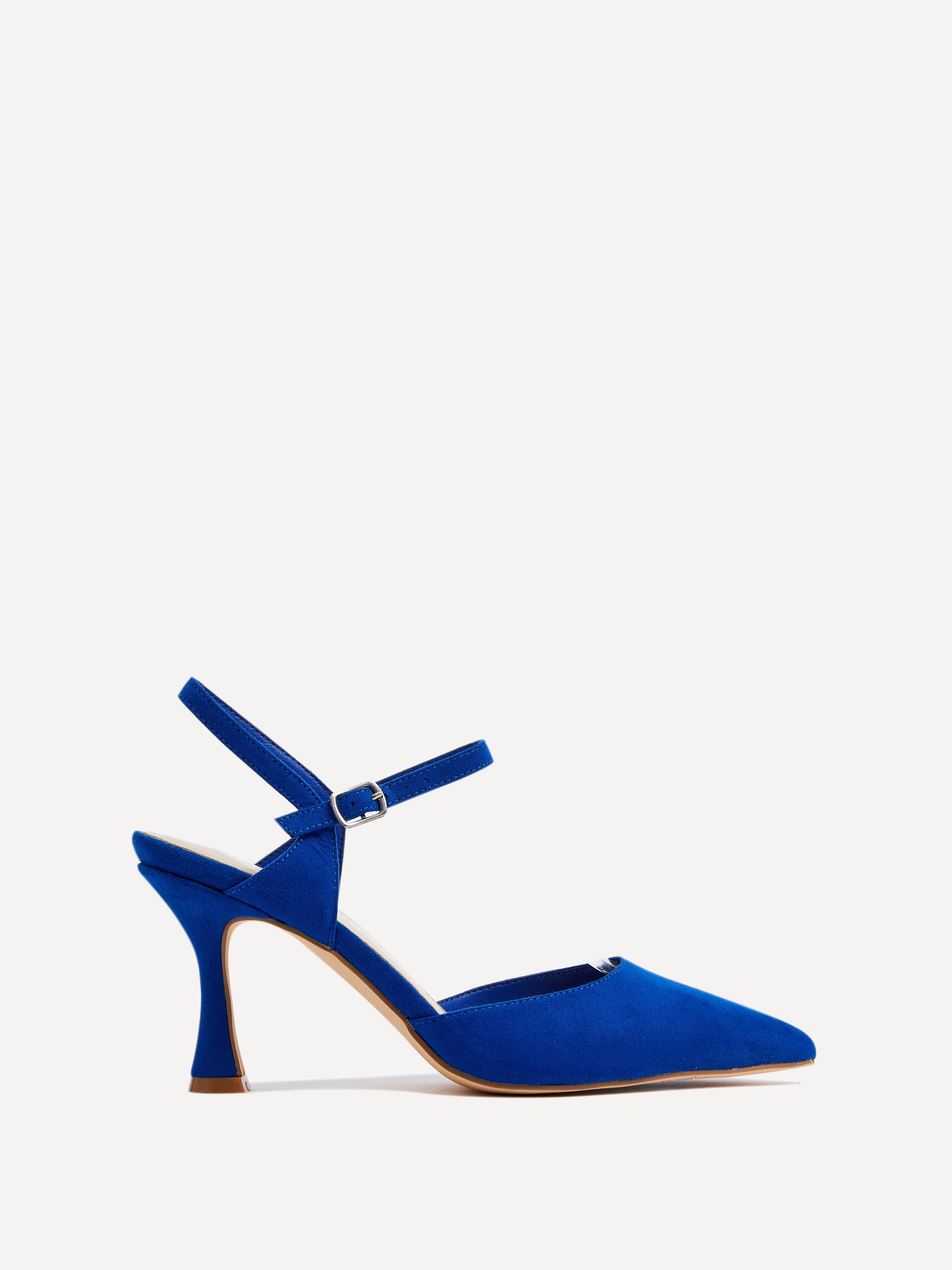 Cobalt Blue Faux Suede Open Back Stiletto Court Heel – Linzi