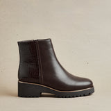 Navigate Brown Croc Wedge Ankle Boots