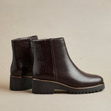 Navigate Brown Croc Wedge Ankle Boots