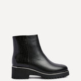 Navigate Black Croc Wedge Ankle Boots