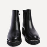 Navigate Black Croc Wedge Ankle Boots
