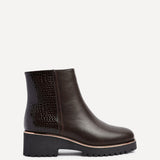 Navigate Brown Croc Wedge Ankle Boots