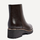 Navigate Brown Croc Wedge Ankle Boots