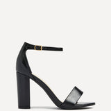 Nelly Black Faux Leather Barely There Heels