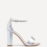 Nelly Silver Faux Leather Barely There Heels