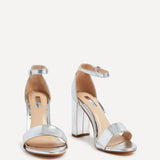 Nelly Silver Faux Leather Barely There Heels