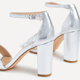 Nelly Silver Faux Leather Barely There Heels