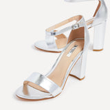 Nelly Silver Faux Leather Barely There Heels