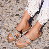 Nerissa Diamante Beaded Flat Sandals