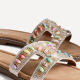 Nerissa Diamante Beaded Flat Sandals