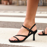 Nicole Black Faux Suede Strappy Heels