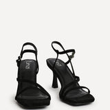 Nicole Black Faux Suede Strappy Heels
