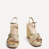 Nikki Gold Crossover Rope Wedges