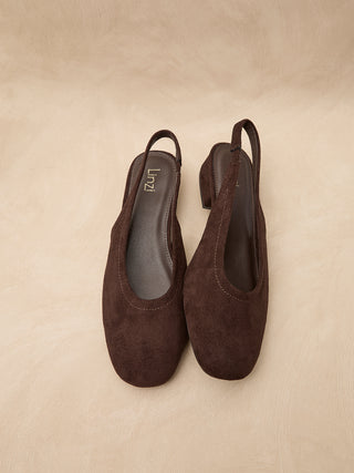 Glide Brown Faux Suede Mary Jane Heels