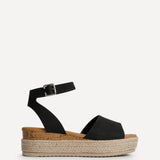 Nirvana Black Nubuck Flatform Sandals