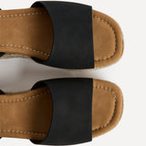 Nirvana Black Nubuck Flatform Sandals