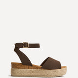 Nirvana Brown Nubuck Flatform Sandals
