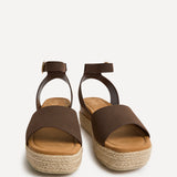 Nirvana Brown Nubuck Flatform Sandals
