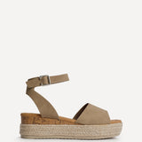 Nirvana Taupe Nubuck Flatform Sandals