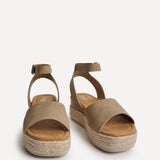 Nirvana Taupe Nubuck Flatform Sandals