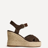 Noah Brown Crossover Wedge Sandals
