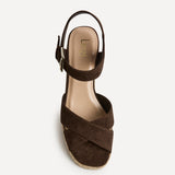 Noah Brown Crossover Wedge Sandals