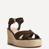 Noah Brown Crossover Wedge Sandals