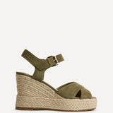 Noah Khaki Crossover Wedge Sandals