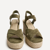 Noah Khaki Crossover Wedge Sandals