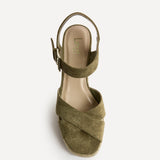 Noah Khaki Crossover Wedge Sandals