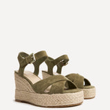 Noah Khaki Crossover Wedge Sandals