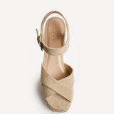 Noah Nude Crossover Wedge Sandals