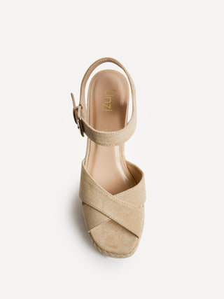 Noah Nude Crossover Wedge Sandals