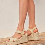 Noah Nude Crossover Wedge Sandals