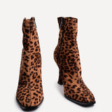 Noelle Leopard Heeled Sock Boots