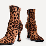 Noelle Leopard Heeled Sock Boots