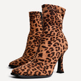 Noelle Leopard Heeled Sock Boots