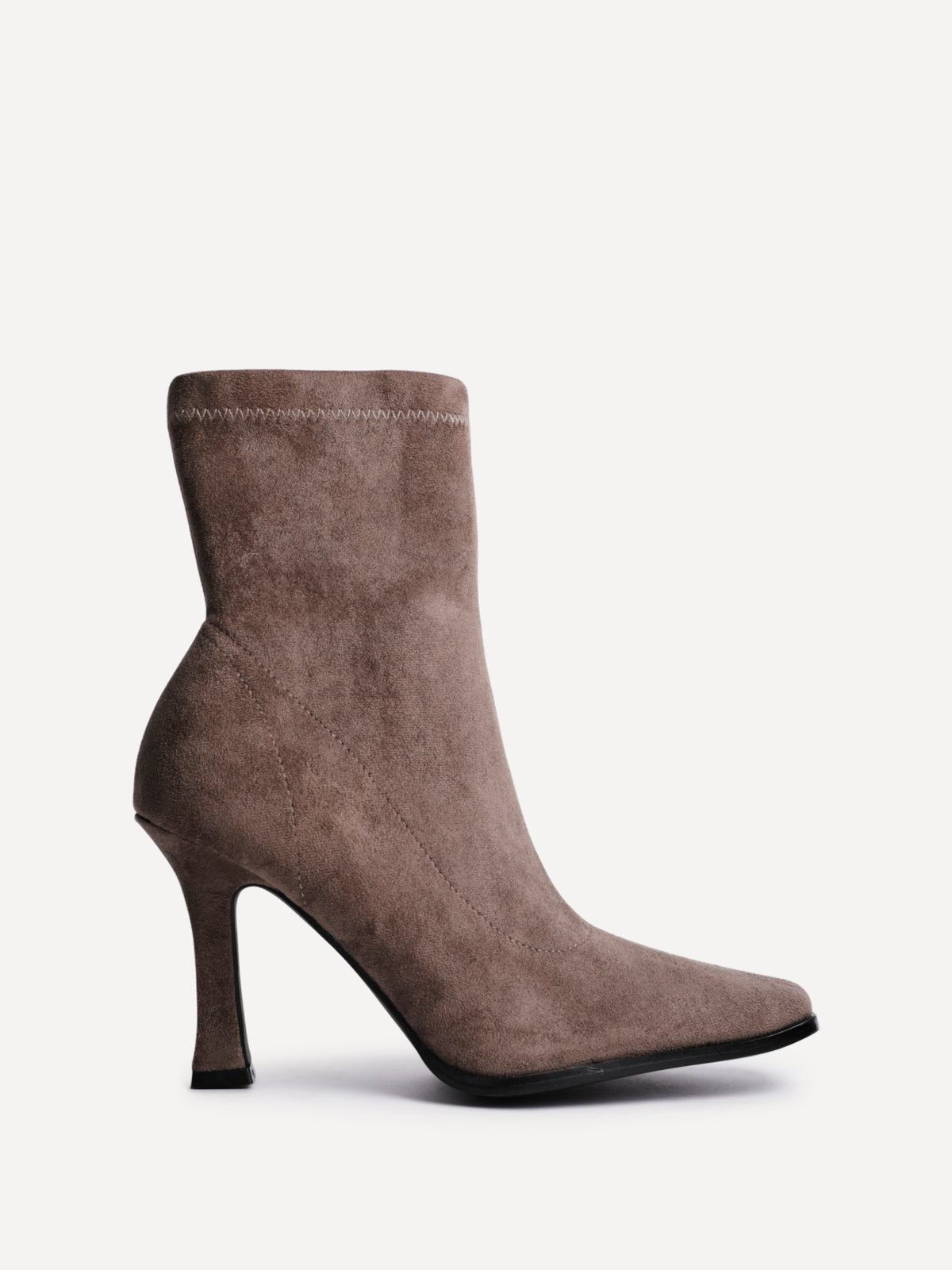 Noelle Mocha Faux Suede Heeled Sock Boots