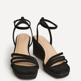 Noma Black Strappy Wedge Sandal