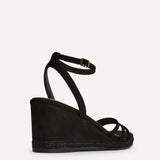 Noma Black Strappy Wedge Sandal